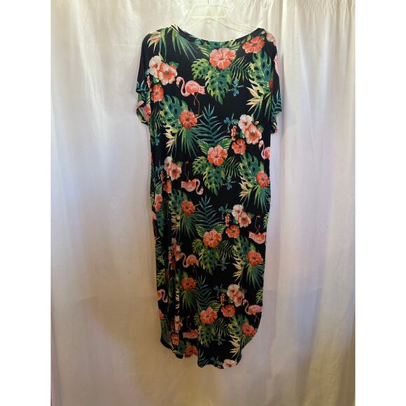 Cherish Tropical Flamingo Maxi Dress with Pockets | Small/Medium - Picture 3 of 8